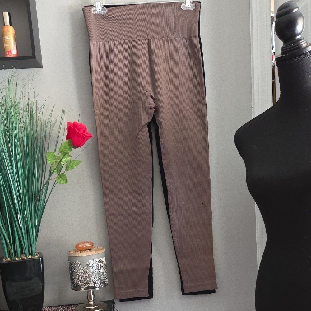 Black and Brown High-Waisted Leggings